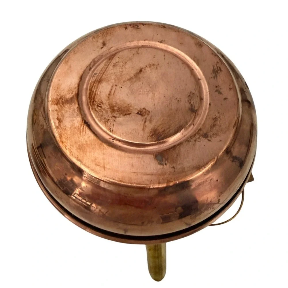 Vintage Hammered Spartan Copper Tea Kettle Stovetop Pot Brass Handle Wood Grip